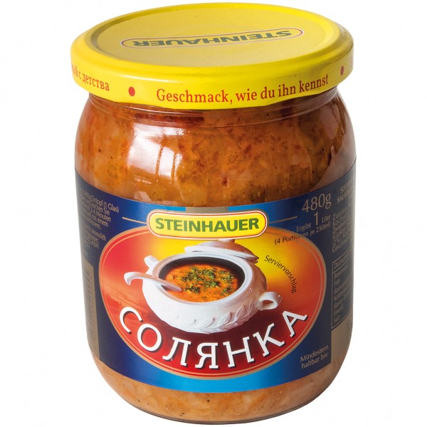 Eintopf "Soljanka" mit Sauerkraut, Gemüse und Salzgurken