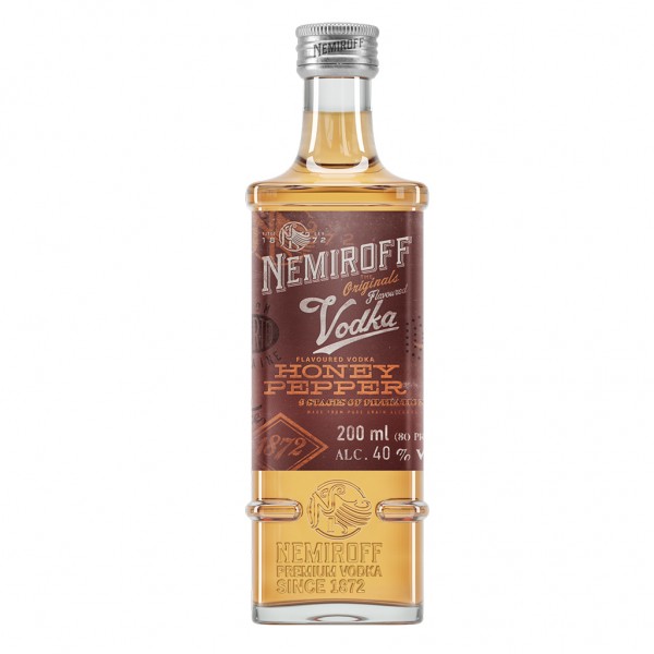 Aromatisierter Wodka "Nemiroff - Honig und Peperoni" mit Farbstoff, 40% vol.